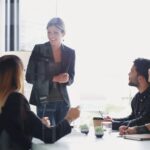 Business,People,,Teaching,And,Presentation,With,Woman,In,Office,For